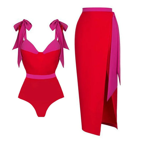 Damen hochtailliertes Bikiniset mit Wickelrock R&B
