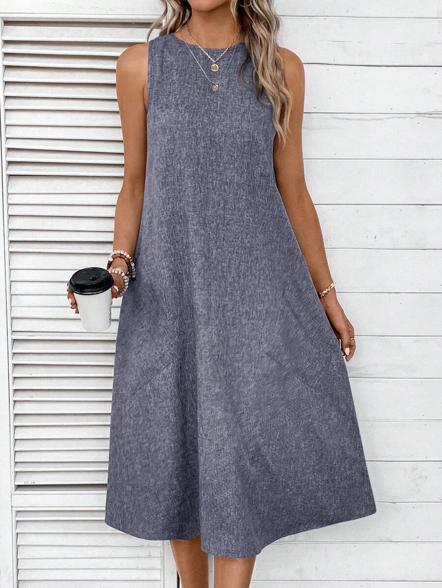 Damen lässiges Sommerkleid mit Taschen und bequemem Schnitt R&B
