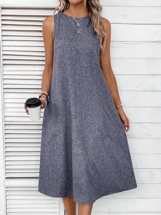 Damen lässiges Sommerkleid mit Taschen und bequemem Schnitt R&B