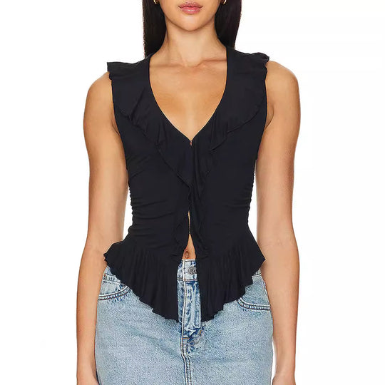 Damen Wickeloberteil mit Rüschendetails R&B