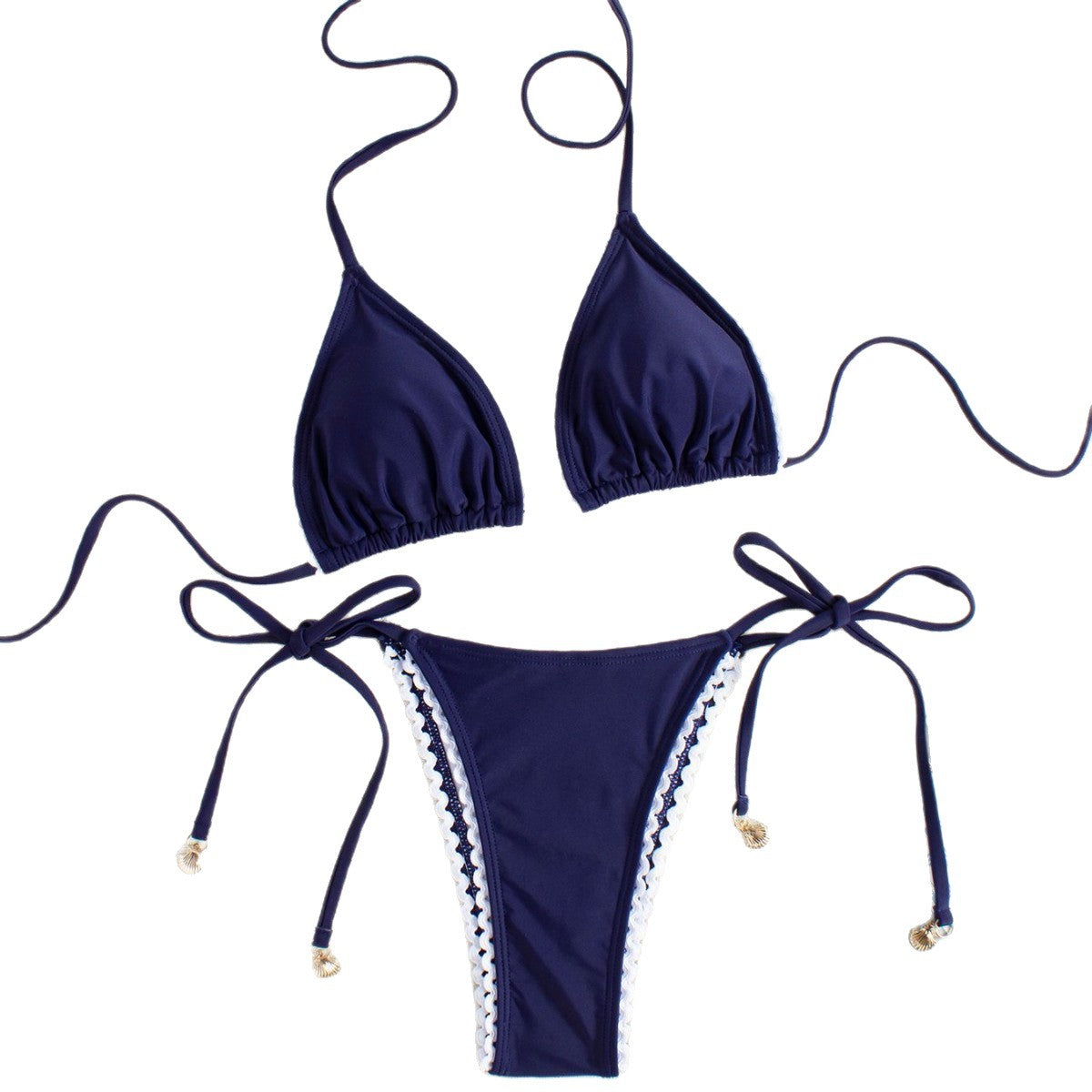 Damen Triangel-Bikini mit eleganter Rüsche und verschlusslosen Details