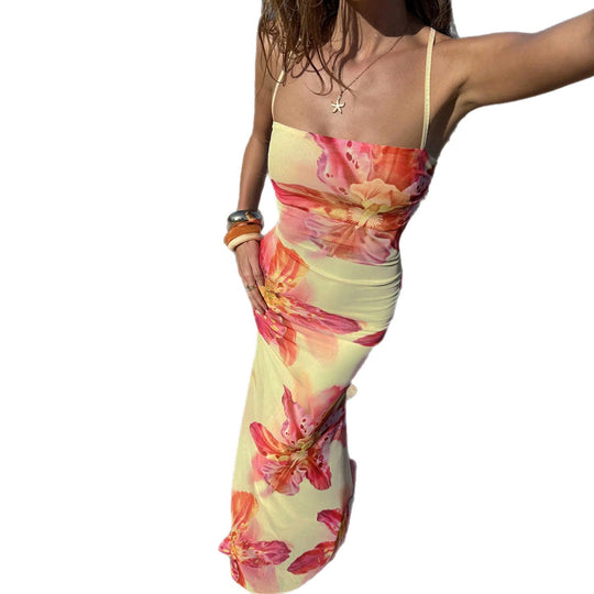 Damen Maxikleid mit floralem Muster und verstellbaren Trägern R&B
