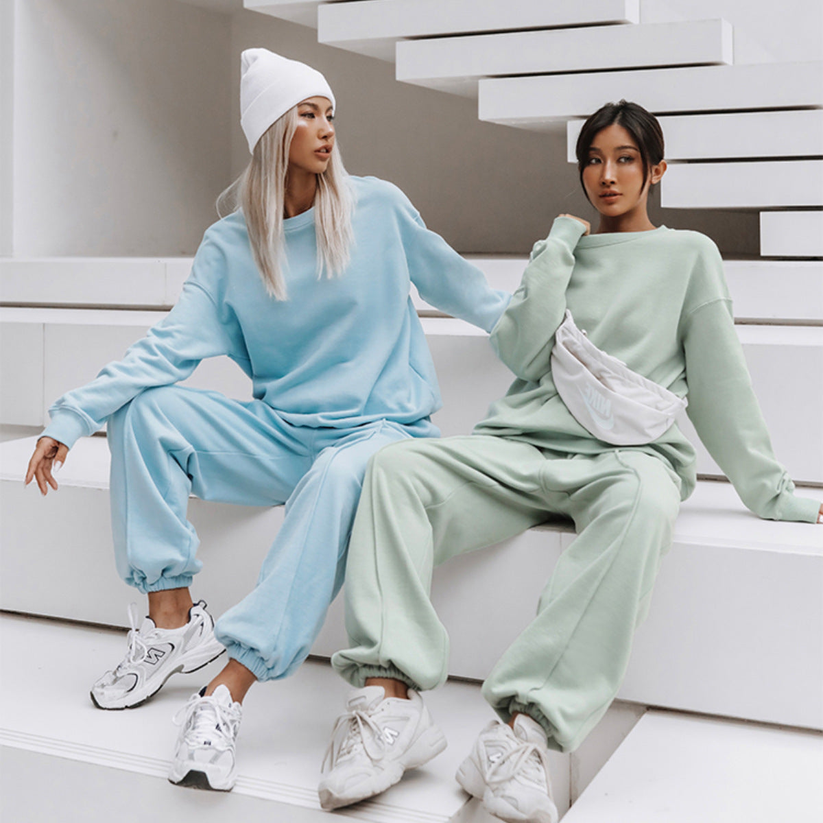 Damen nan weiches Oversize-Sweatshirt und weite Relaxhose im Vintage-Washed-Finish R&B