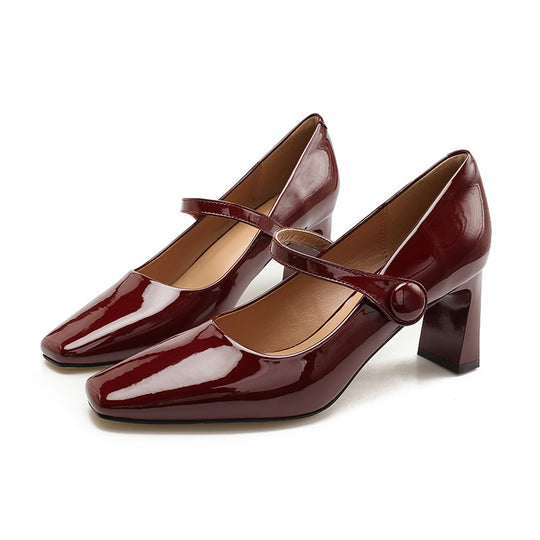 Damen elegante Pumps mit modischem Riemen und komfortablem Blockabsatz R&B