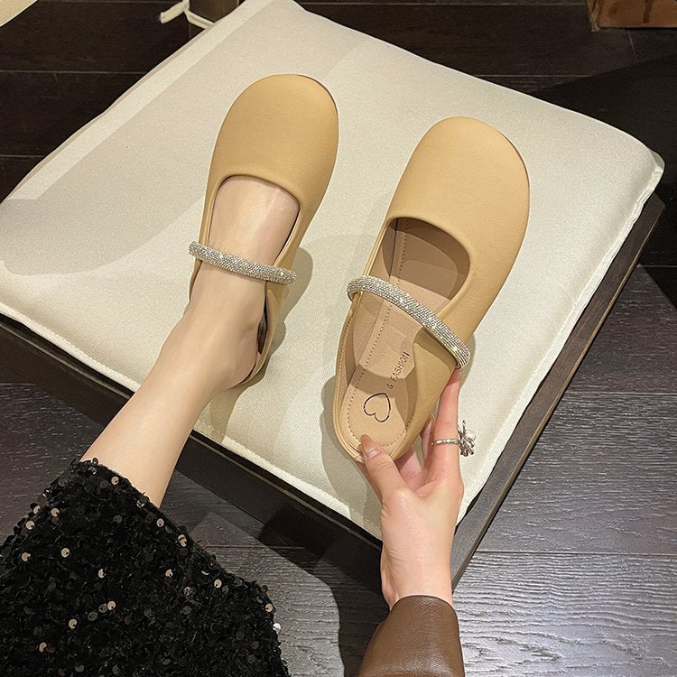 Damen elegante Mules mit funkelndem Riemen R&B