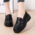 Damen Komfortable Ledereinlagen-Slipper mit hoher Plateausohle R&B