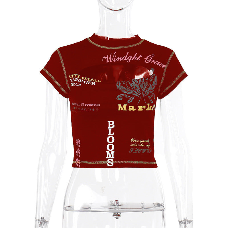 Damen Trendiges Crop-Top mit grafischen Prints R&B