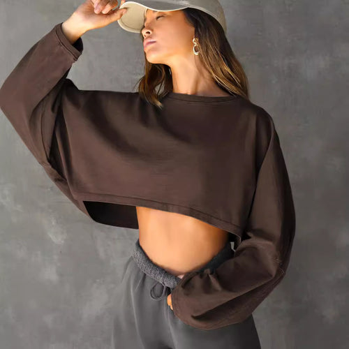 Damen lässiger Crop-Pullover R&B