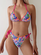 Damen Bunter Triangel-Bikini mit verstellbaren Trägern R&B