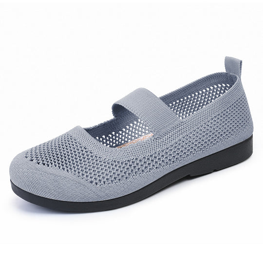 Damen atmungsaktive Strick-Ballerinas mit elastischem Riemen R&B