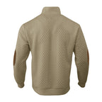 Herren nan Grobgestrickter Pullover mit Ellbogenpatches, Stehkragen und Knopfleiste R&B
