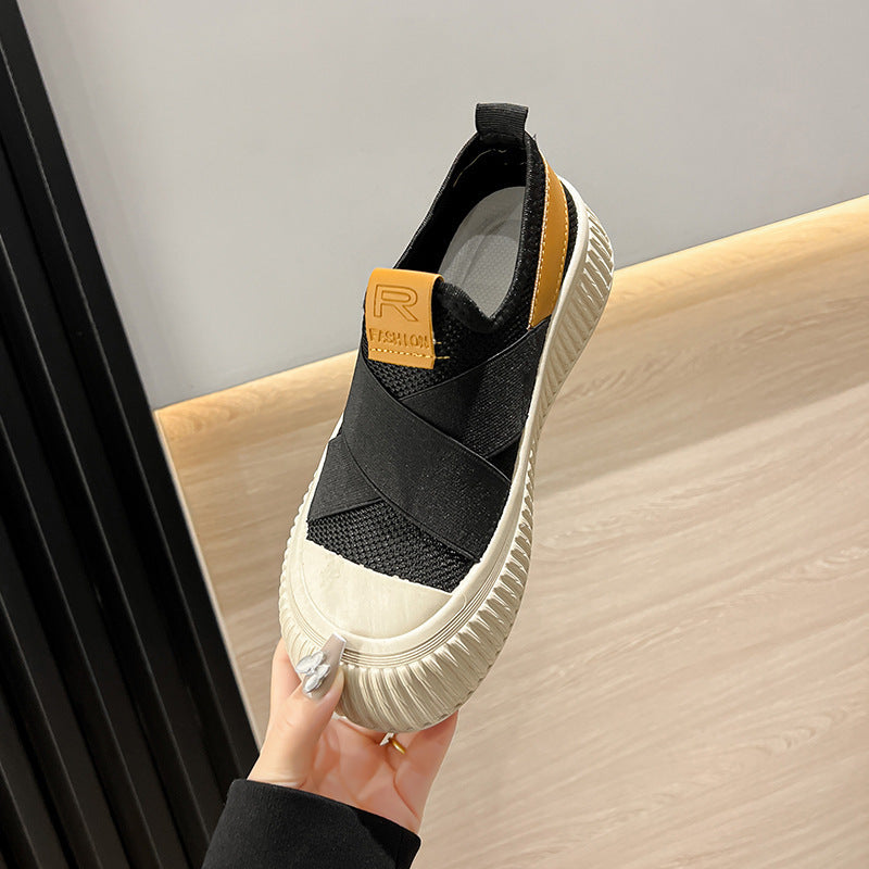 Damen Bequeme Slip-On Sneakers mit elastischem Obermaterial und modischer Gummi-Sohle R&B