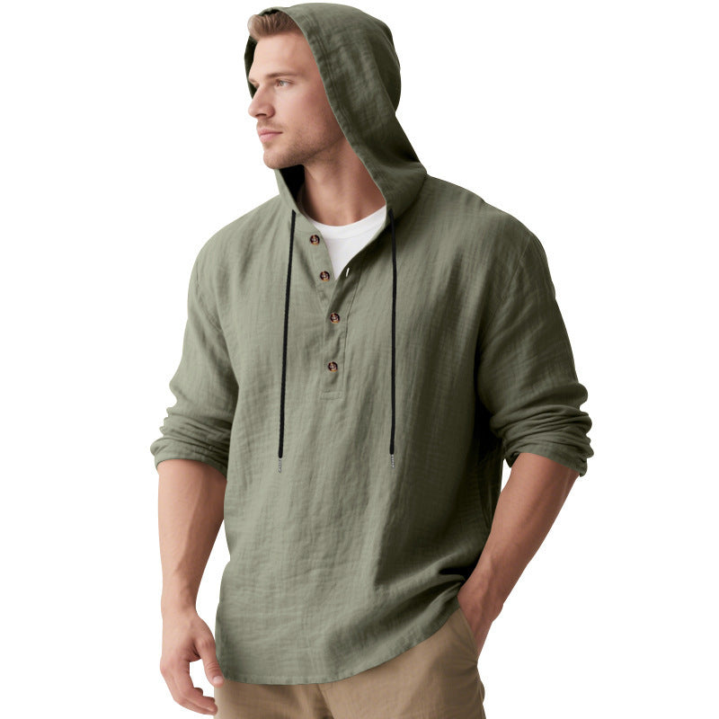 Herren Kapuzenshirt mit Knopfleiste und lässigem Schnitt R&B