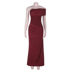 Damen Elegantes Abendkleid mit asymmetrischem Oberteil und figurformenden Raffungen R&B