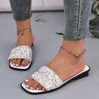 Damen Glitzernde Slides mit eleganter Strass-Applikation R&B