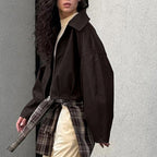Damen modische cropped jacke mit voluminösen Ärmeln R&B
