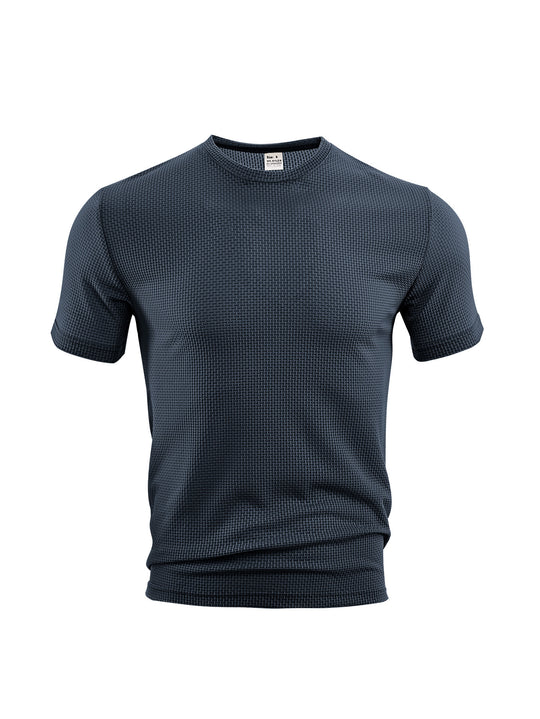Herren nan Waffelstruktur-T-Shirt mit Rundhalsausschnitt und körpernaher Passform R&B