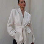 Damen Elegante Blazerjacke mit Gürtel und Taschen R&B