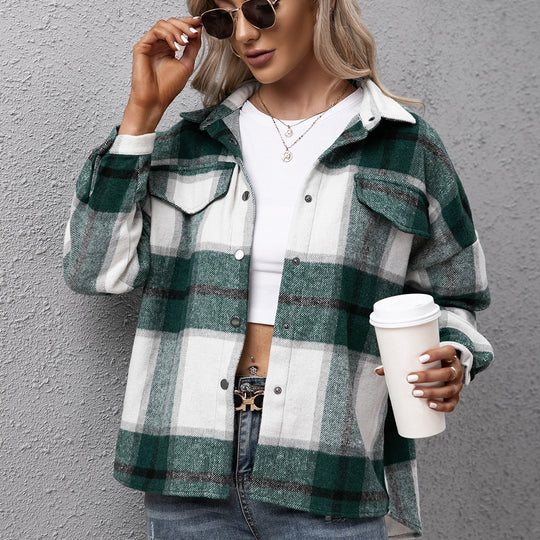 Damen Karierte Overshirtjacke im lässigen Schnitt R&B