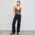 Damen Spaghettiträgershirt im Leopardenmuster R&B
