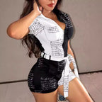 Damen Modischer Jumpsuit mit Schriftzug-Design und tailliertem Schnitt