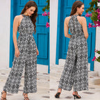 Damen Eleganter Jumpsuit mit halbem Kragen und weitem Bein R&B
