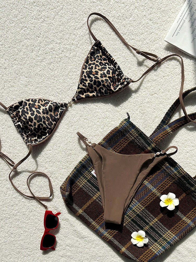 Damen Triangel-Bikini mit aufregendem Tiermotiv und verstellbaren Trägern R&B