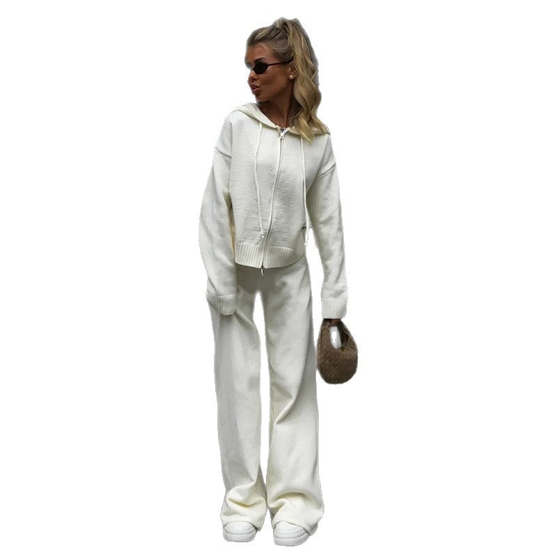 Damen kuschelige Sweater-Hose-Kombination mit weichem Material und Hoodie R&B