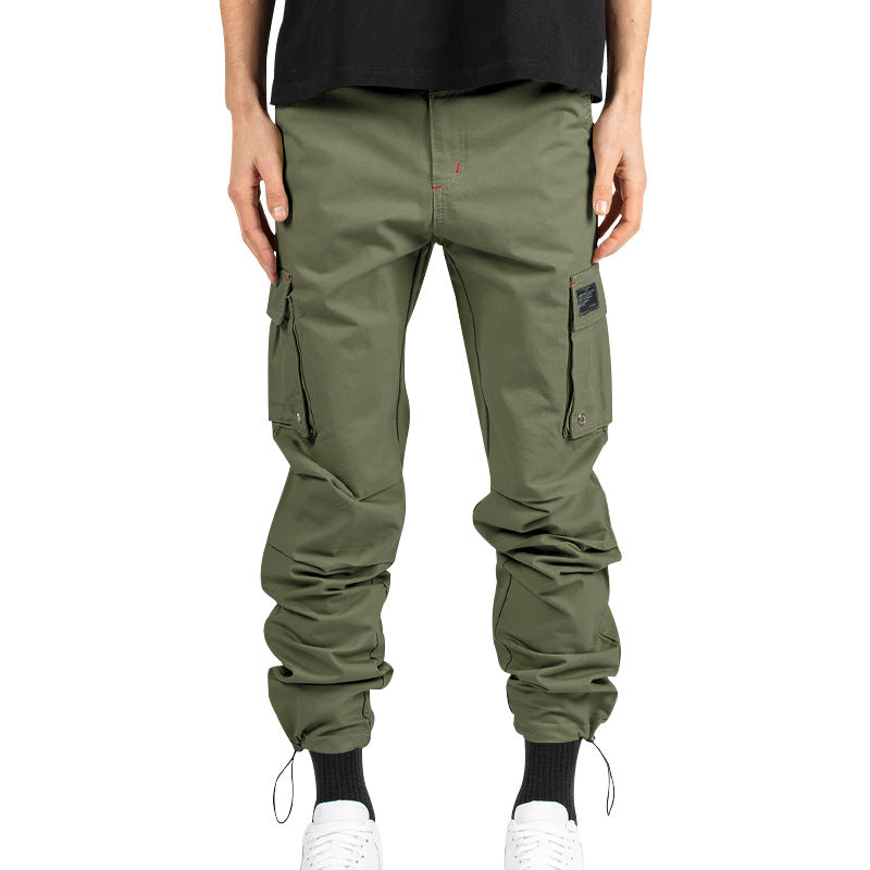 Herren nan Multitaschen-Freizeithose aus Baumwoll-Twill mit konischem Bein und verstellbarem Knöchelzug R&B