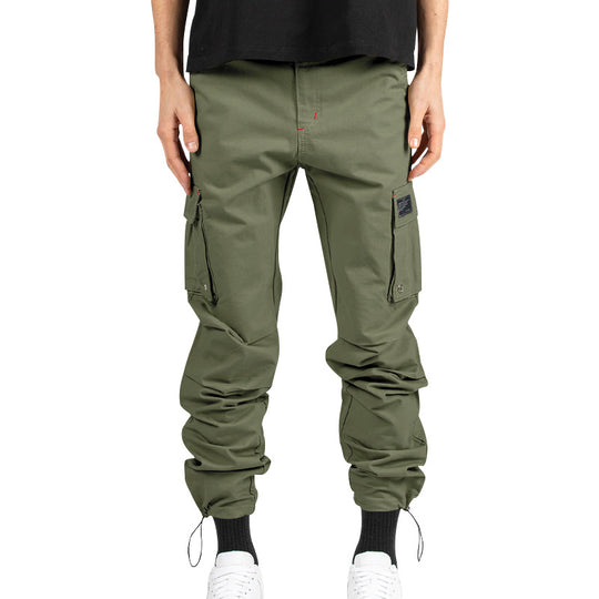 Herren nan Multitaschen-Freizeithose aus Baumwoll-Twill mit konischem Bein und verstellbarem Knöchelzug R&B