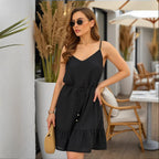 Damen Sommerkleid mit lässigem Schnitt und voluminösem Rüschensaum R&B