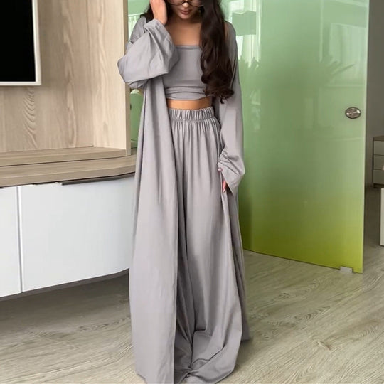 Damen eleganter Lounge-Anzug mit weit geschnittenem Cardigan R&B
