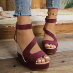 Damen Wedge-Sandalen mit flexiblem Riemendesign und bequemer Sohle R&B