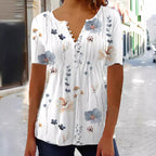 Damen Kurzarm Bluse mit floralem Design R&B
