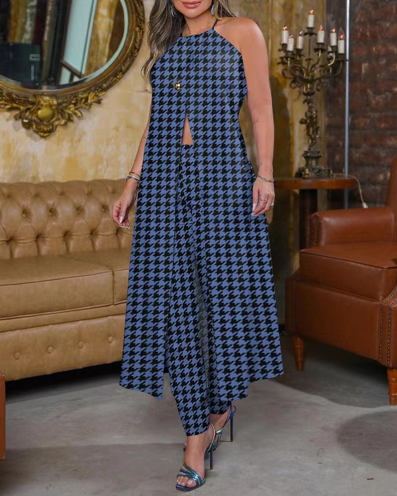 Damen Maxikleid mit schmeichelndem Schnitt und trendigem Hahnentrittmuster R&B