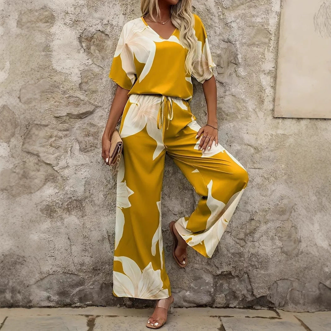 Damen Luftiges Zweiteiliges Set mit floralem Design und weitem Schnitt R&B