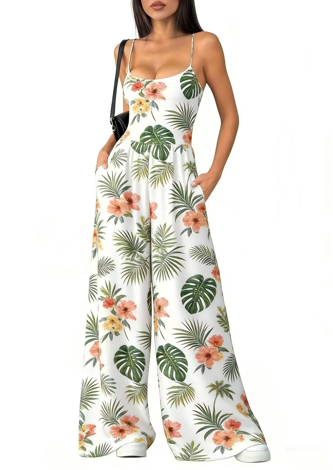 Damen Eleganter Jumpsuit mit geometrischem Print und breiten Beinen R&B