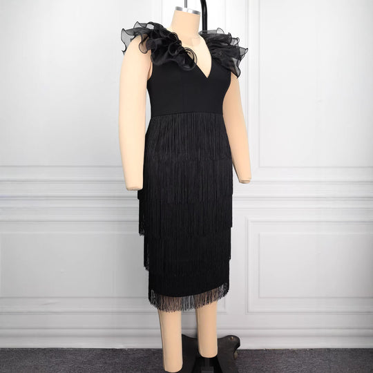 Damen figurbetontes Kleid mit Rüschendetails R&B