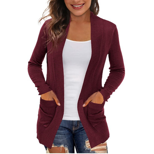 Damen Langärmliger Strickmantel R&B