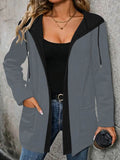 Damen lässige Kapuzenjacke mit seitlichen Taschen und modernem Schnitt R&B