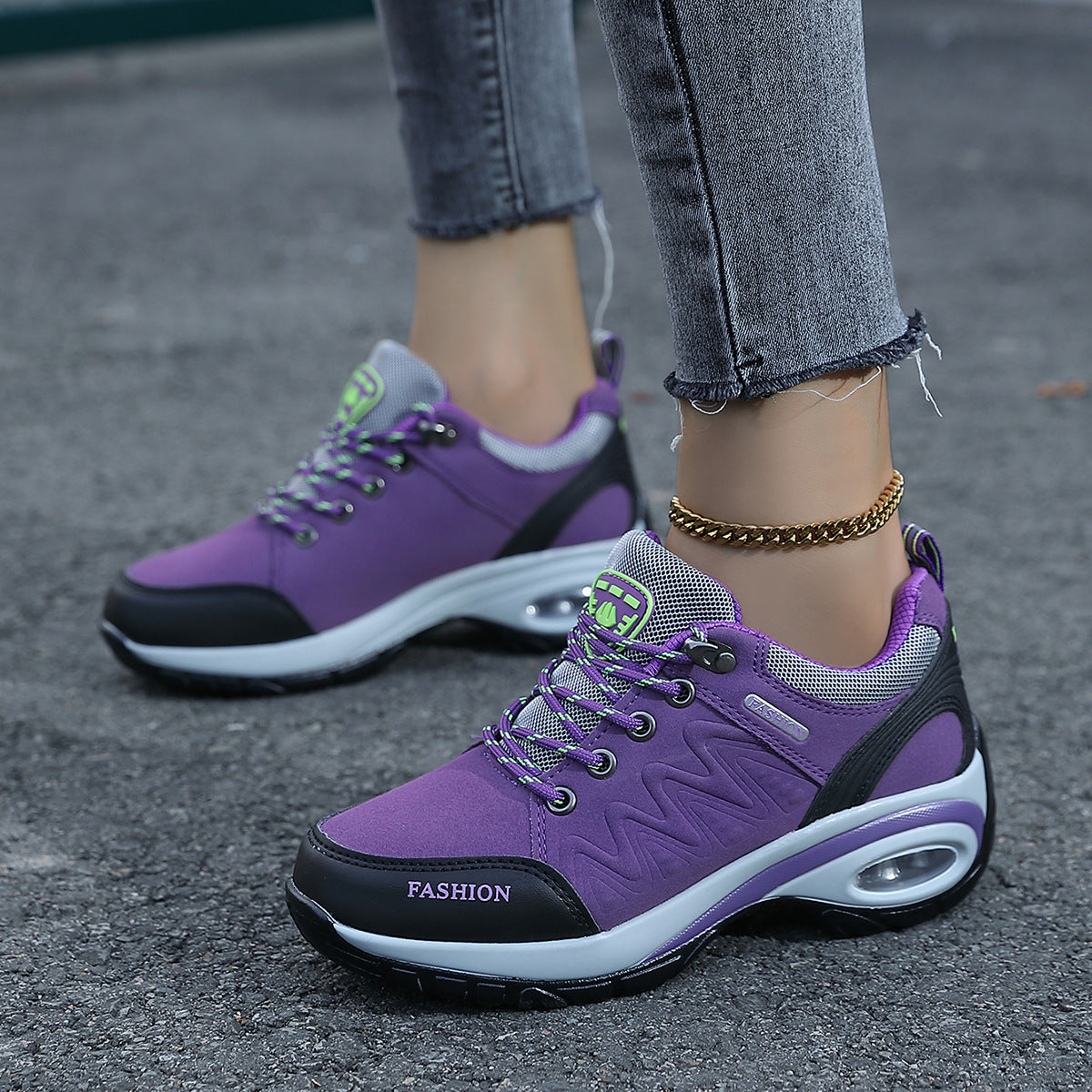 Damen nan sportliche Keil-Sneaker mit gepolsterter Luftkissen-Sohle R&B