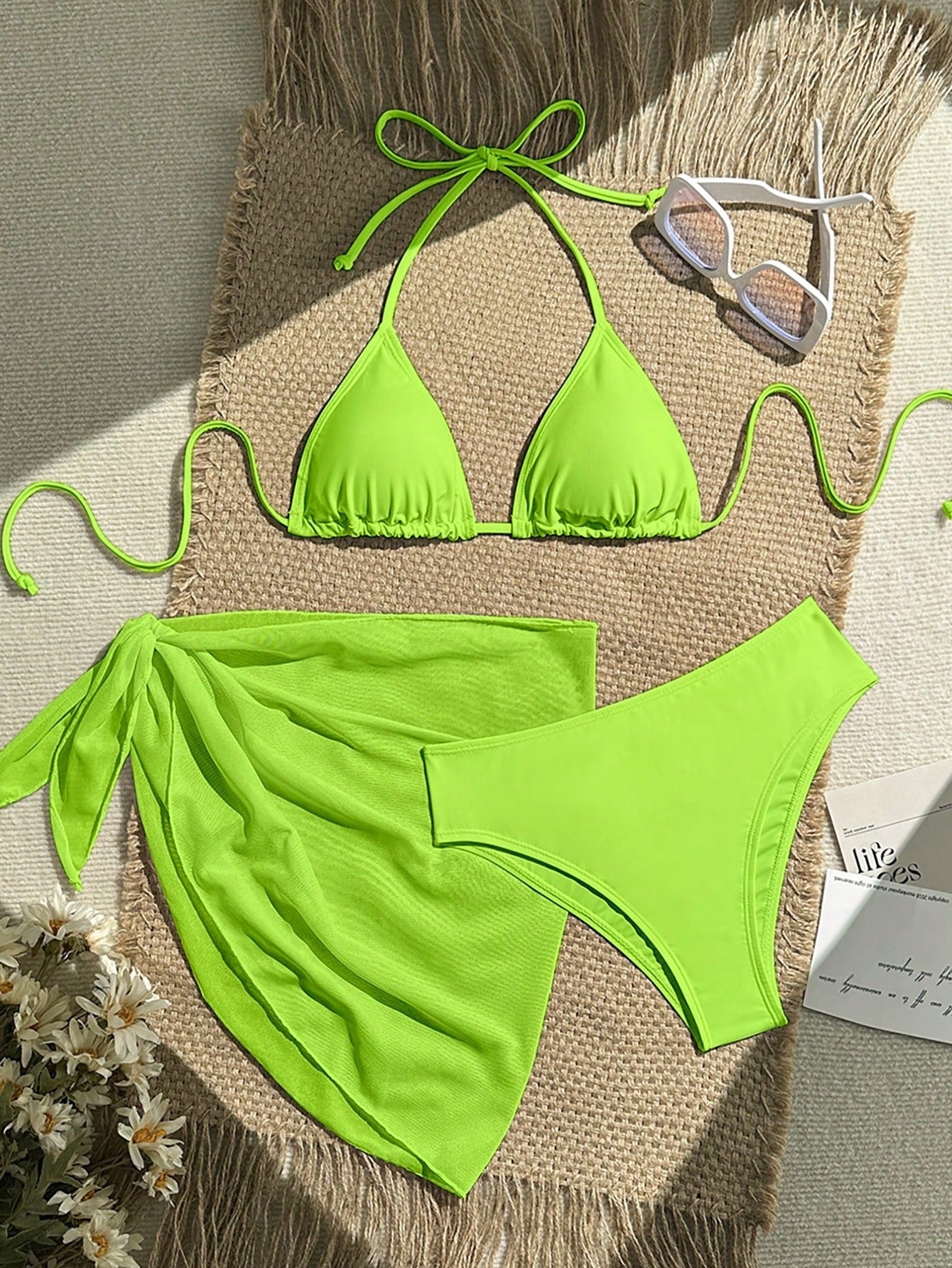 Damen Triangel-Bikini mit Wickeltuch und verstellbaren Trägern R&B