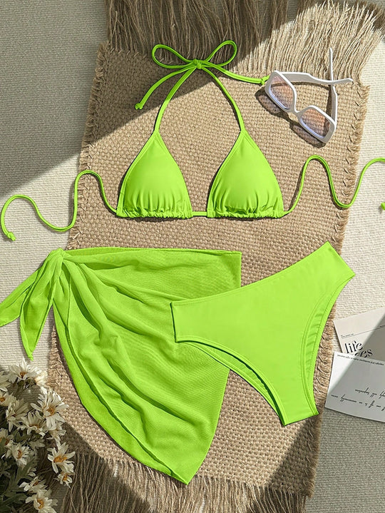 Damen Triangel-Bikini mit Wickeltuch und verstellbaren Trägern R&B