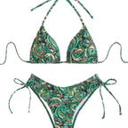 Damen Triangel-Bikini-Set mit verspieltem Paisley-Muster R&B
