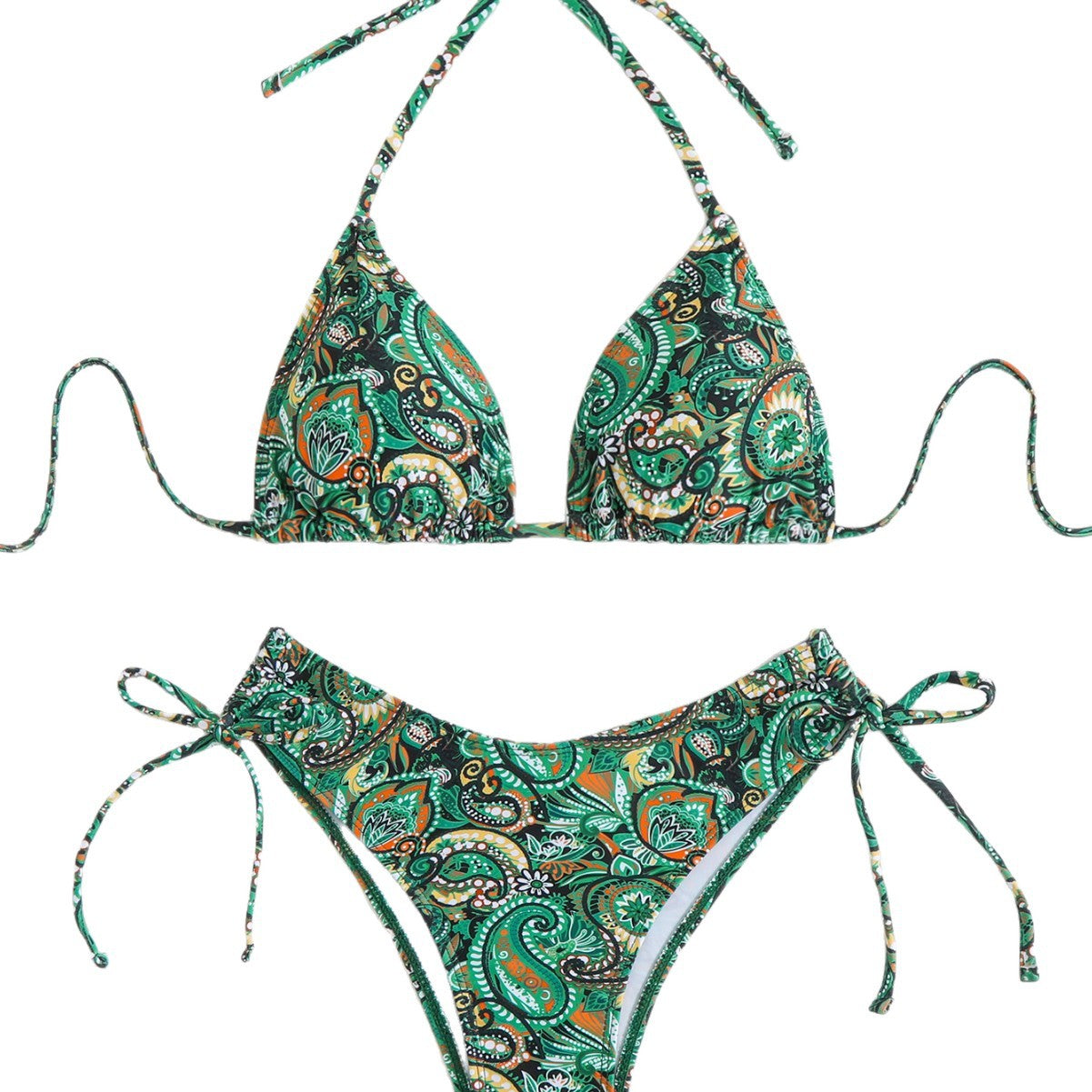 Damen Triangel-Bikini-Set mit verspieltem Paisley-Muster R&B