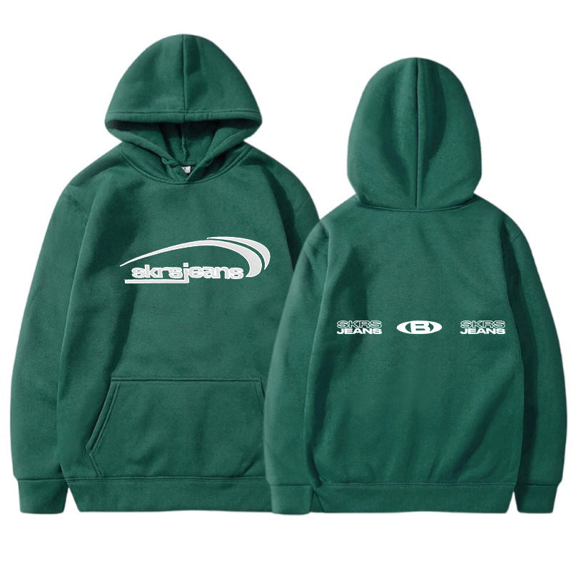 Damen Kapuzensweater mit modernem Logo-Design und praktischen Kängurutaschen R&B
