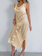 Damen Häkel-Kleid mit floralem Design R&B