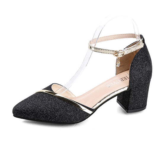 Damen elegantes Hochzeits-Absatzschuh mit glitzerndem Obermaterial und modischen Riemen R&B