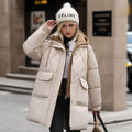 Damen gesteppte Winterjacke mit abnehmbarer Kapuze