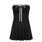 Damen Trägerkleid mit elegantem Spitzendetail und schwingendem Rock R&B